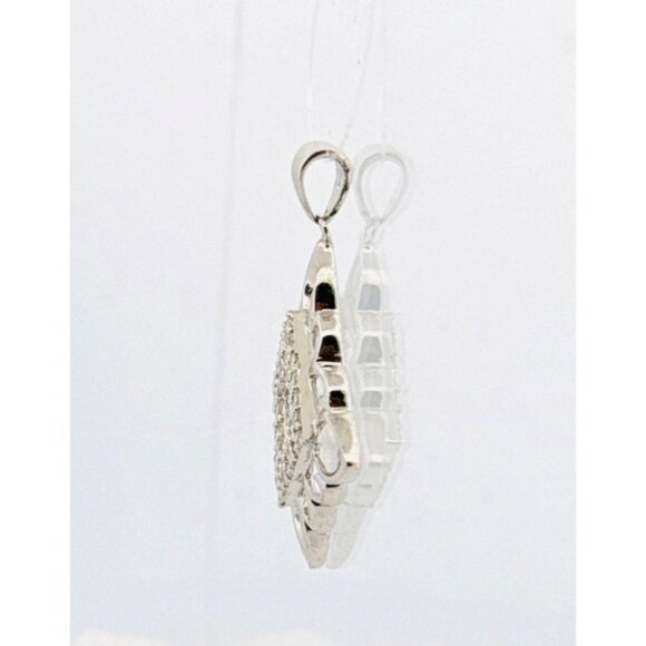 Brand New Fancy Designer Pendant 925 Sterling Silver Encrusted w/ White Crystals - Picture 4 of 10